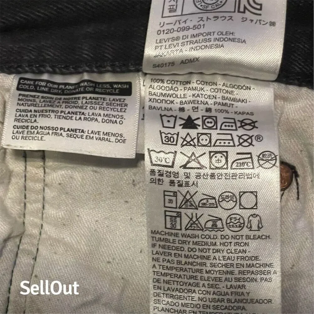 Levi's 501 Original Fit Men's Jeans Black Size 36x32 Straight Leg
